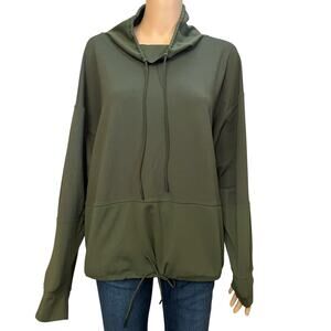 Athleta Hermosa Mock Neck Sweatshirt Large Athleisure Olive Green Minimalist